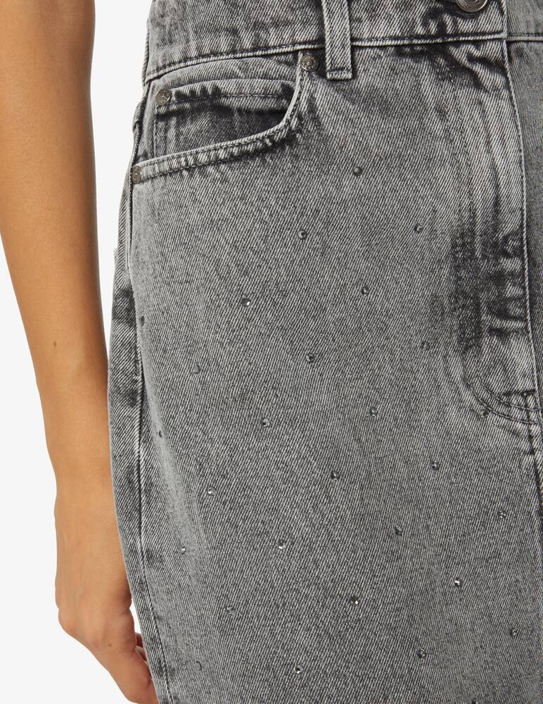 rinascente MSGM Gonna midi di jeans con strass - Grigio