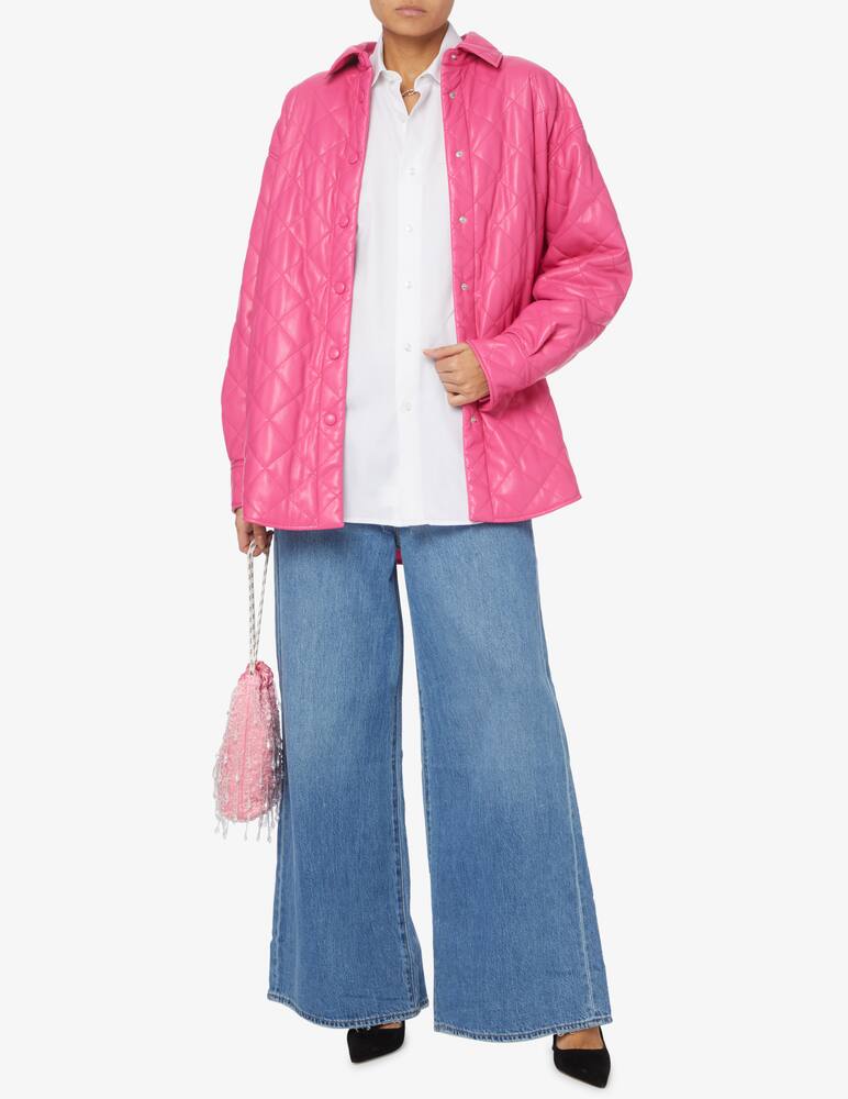rinascente MSGM Shaket synthetic leather quilted overshirt - Pink