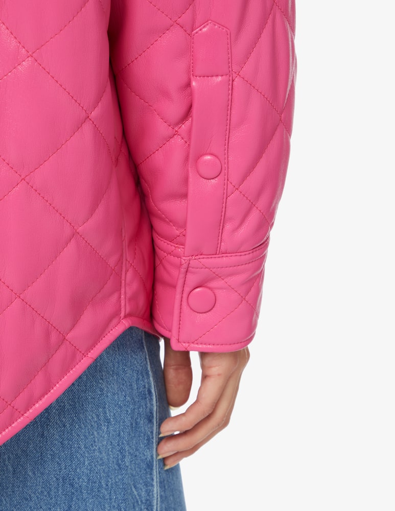 rinascente MSGM Shaket synthetic leather quilted overshirt - Pink