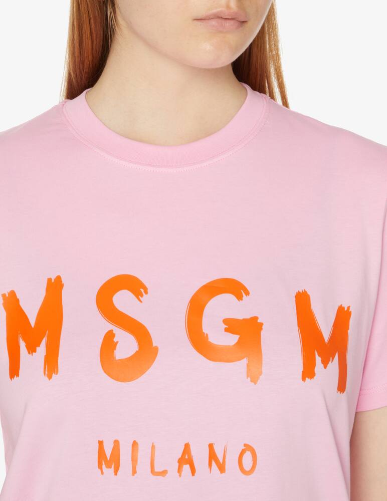 rinascente MSGM T-shirt in cotone con logo pennellato - Rosa