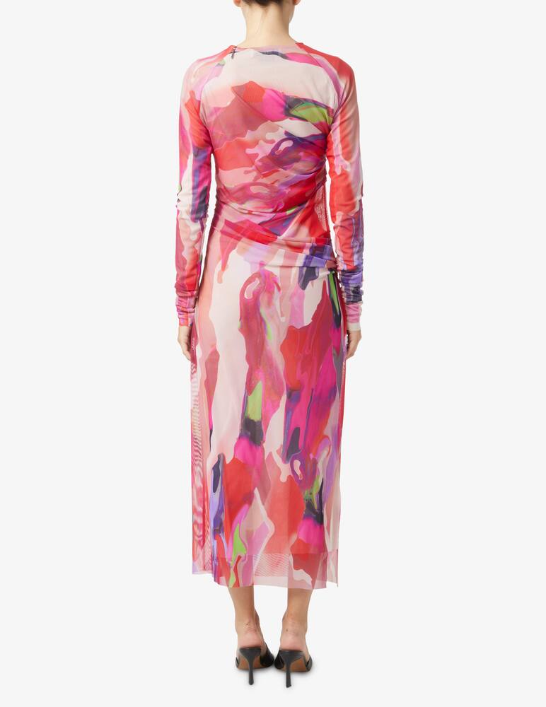 rinascente MSGM Abito midi a maniche lunghe e stampa mesh - Rosa