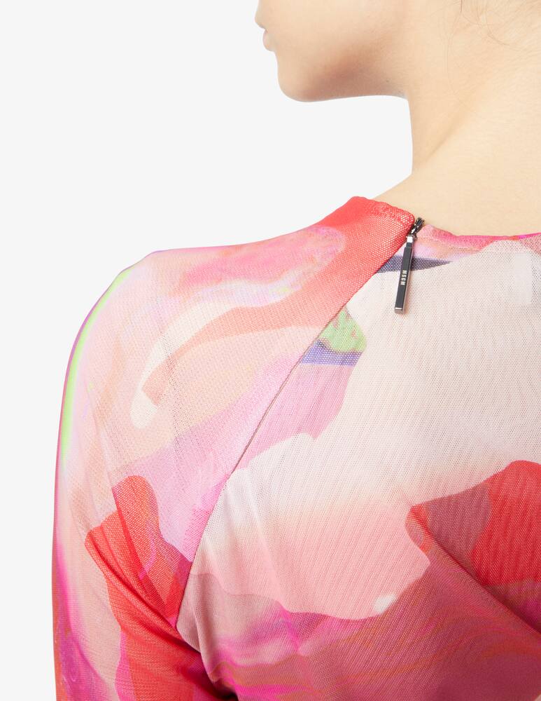 rinascente MSGM Abito midi a maniche lunghe e stampa mesh - Rosa
