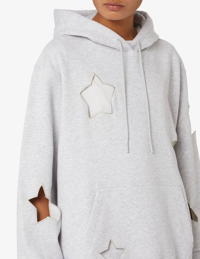 rinascente MSGM Hoodie over cut with stars - White