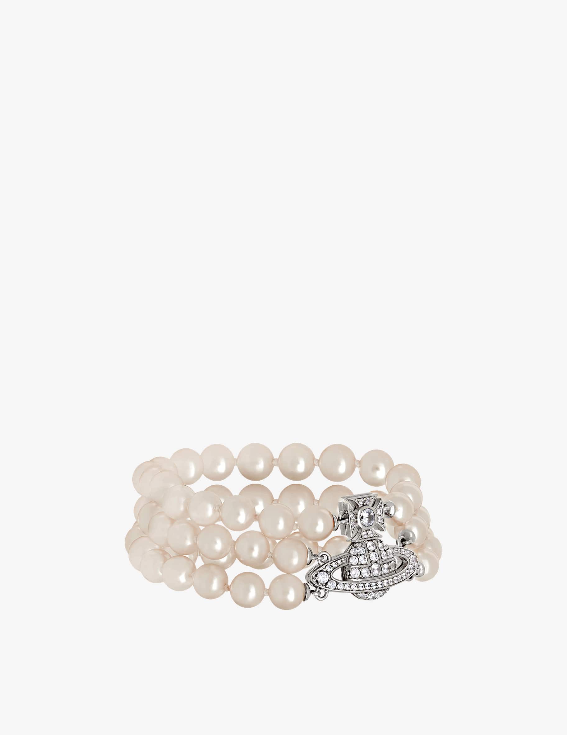 Shop Vivienne Westwood Graziella three row pearl bracelet on