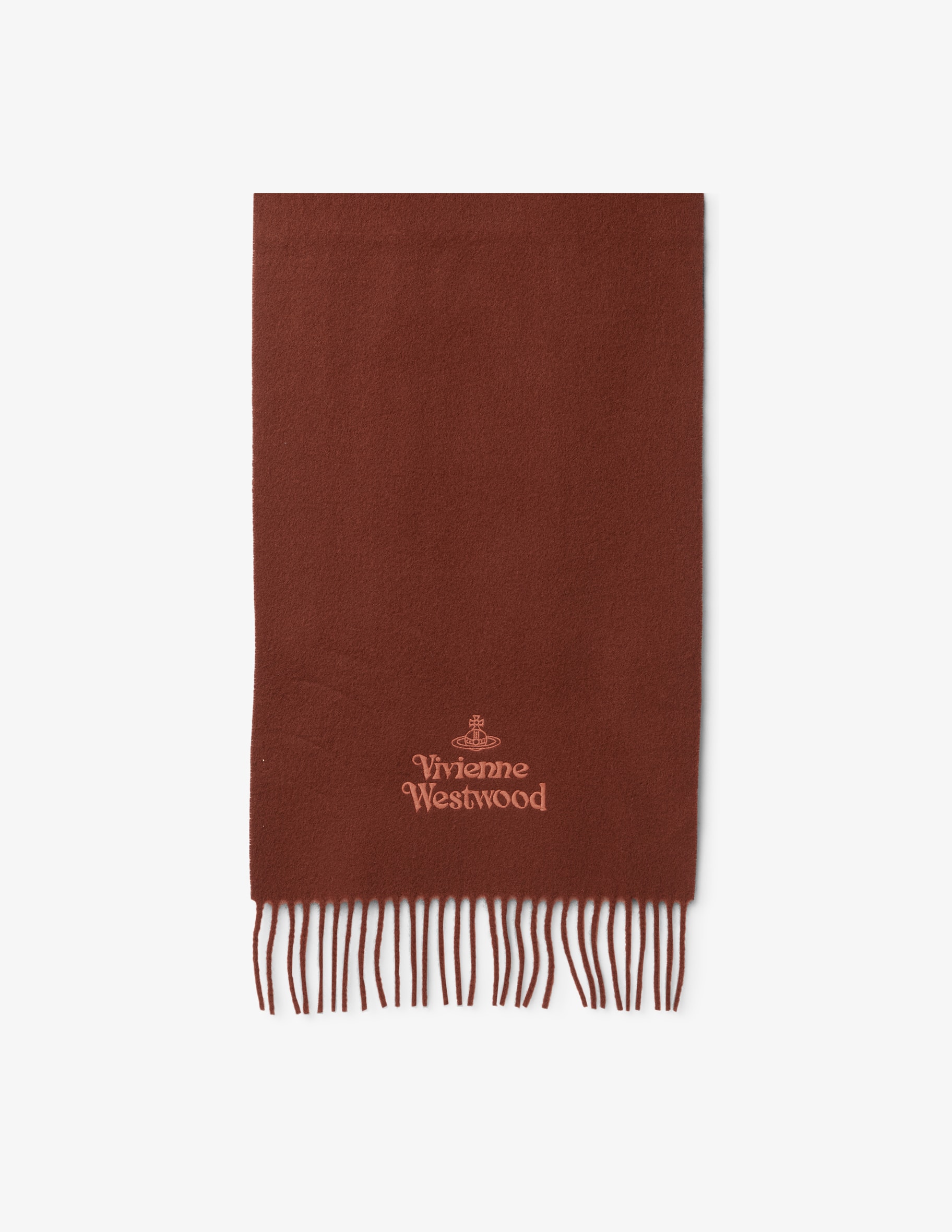 Shop Vivienne Westwood 30x180 embroidered logo scarf on Rinascente