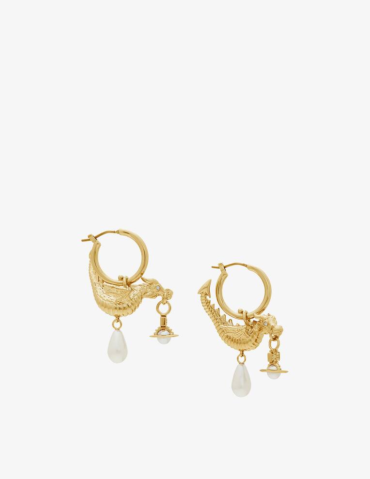 Orecchini A Claw (artiglio) Con Aquila E Drago In Acciaio Inox, Per Uomo E Donna, Colore Oro, Con Custodia In Velluto