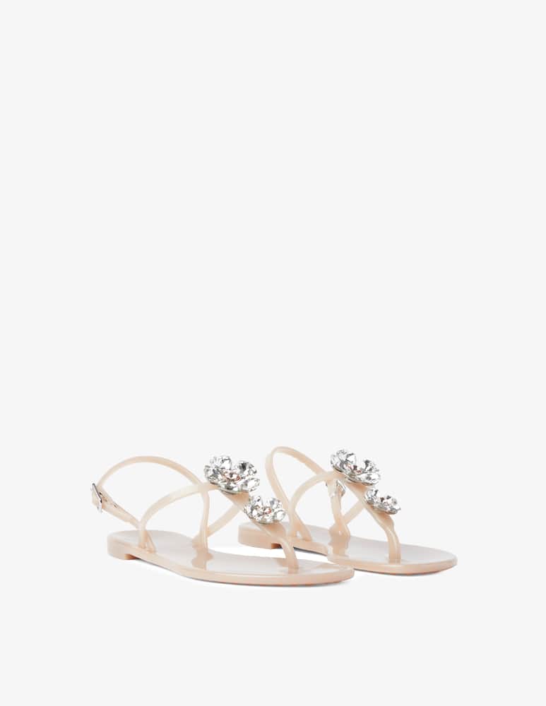 rinascente Casadei Jelly flat sandals with flower - beige