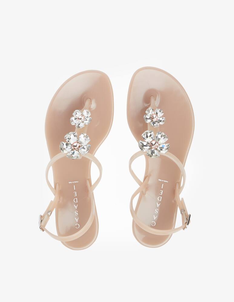 rinascente Casadei Jelly flat sandals with flower - beige