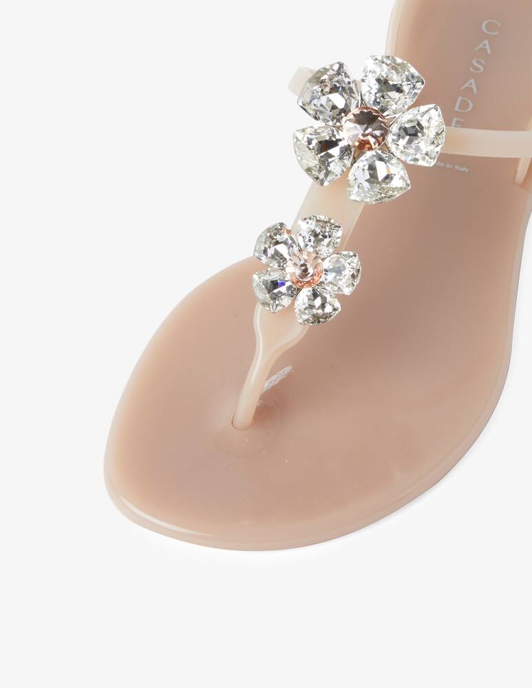 rinascente Casadei Jelly flat sandals with flower - beige