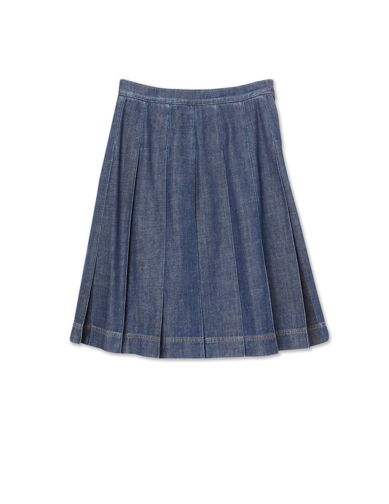 rinascente Weekend Max Mara Betta pleated mid denim skirt - blue