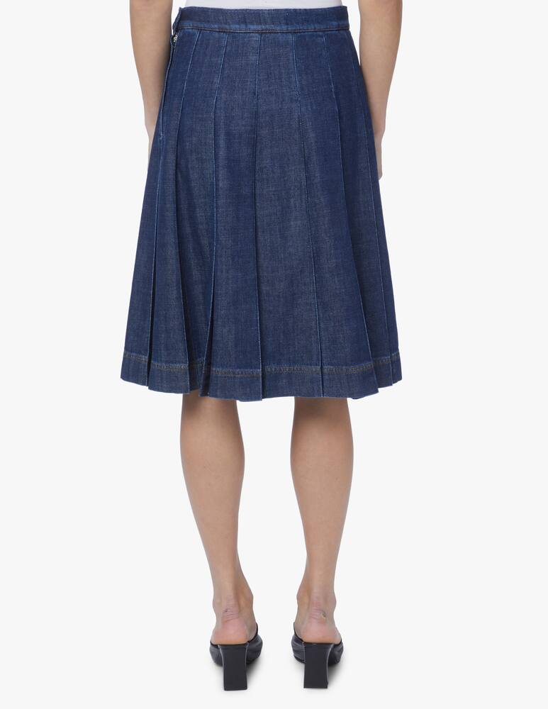 rinascente Weekend Max Mara Betta pleated mid denim skirt - blue