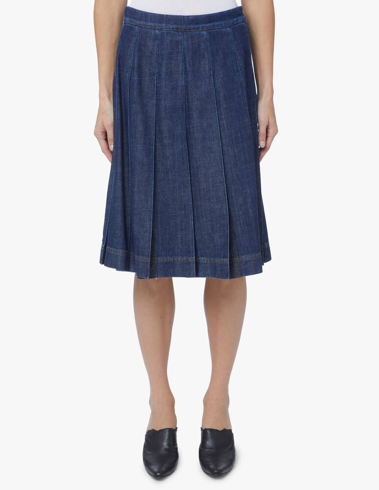 rinascente Weekend Max Mara Betta pleated mid denim skirt - blue
