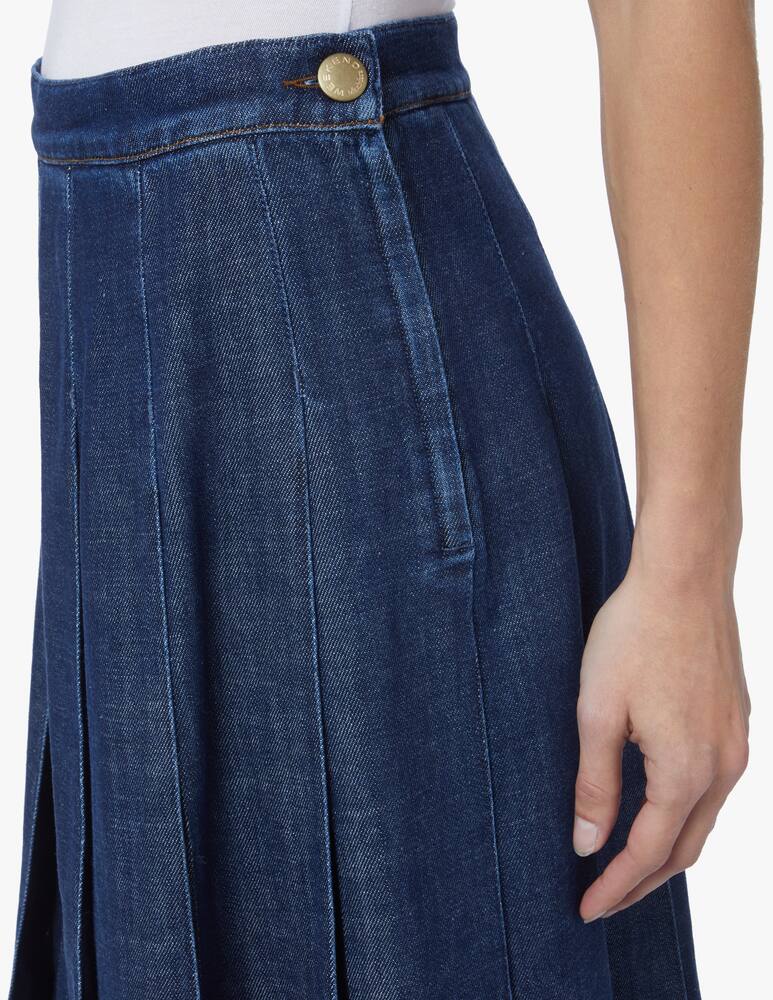 rinascente Weekend Max Mara Betta pleated mid denim skirt - blue