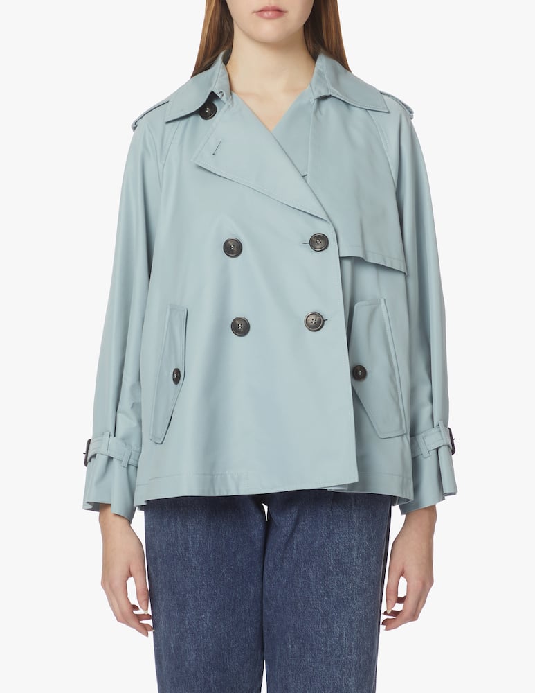 rinascente Weekend Max Mara Falange cotton blend short trench - light blue