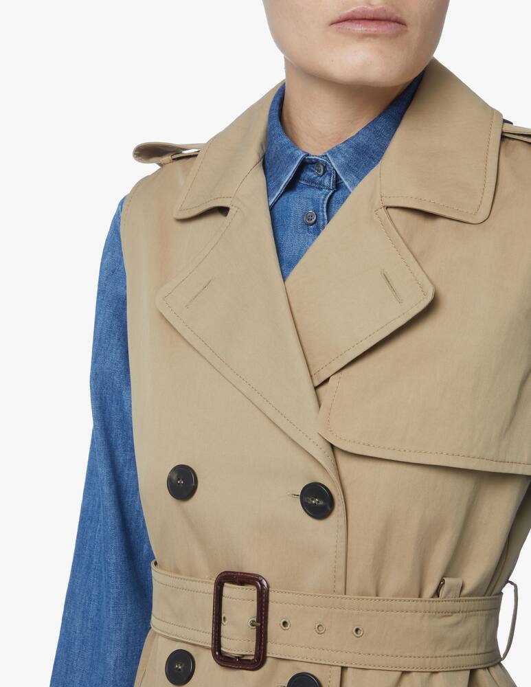 rinascente Weekend Max Mara Palude cotton sleeveless trench dress - beige