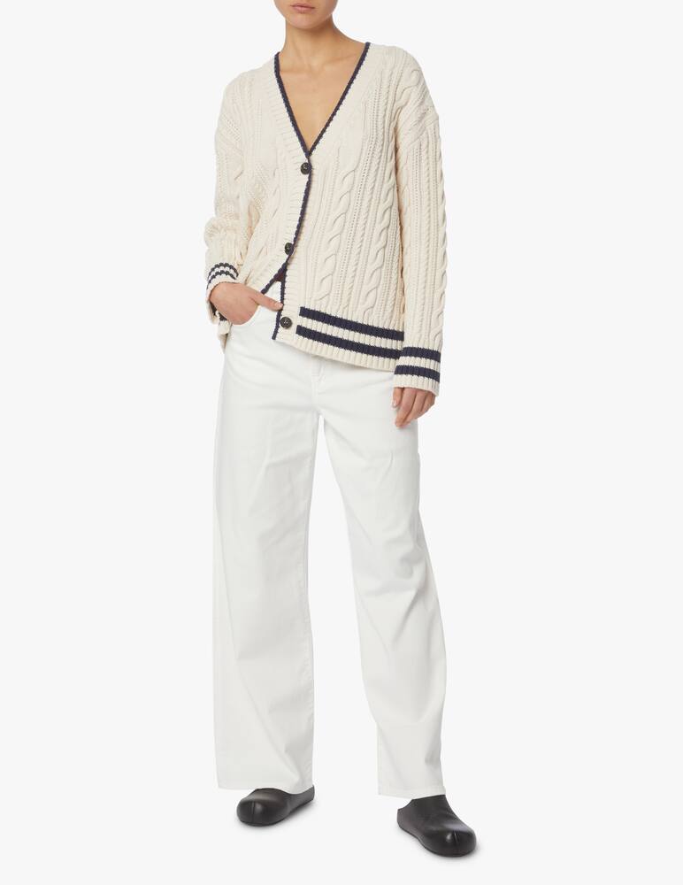 rinascente Weekend Max Mara Zelda cotton blend college cardigan - white