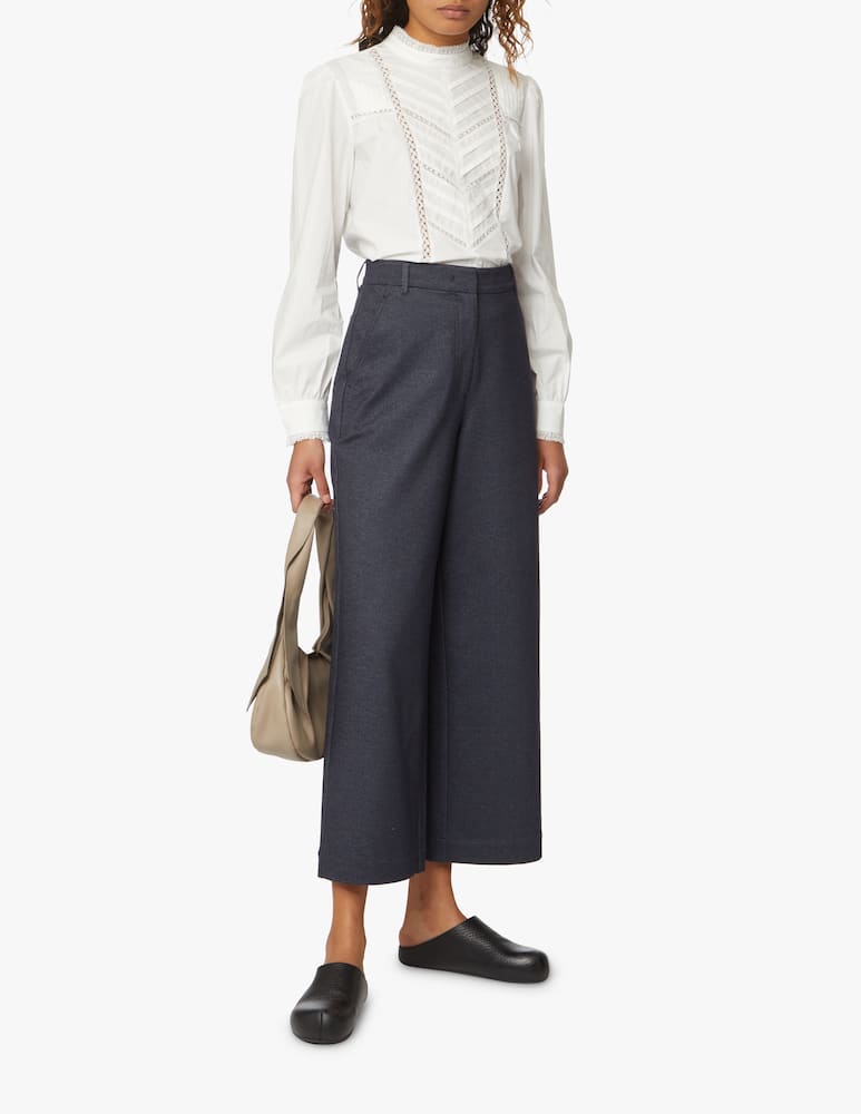 Weekend Max Mara Calca cotton korean neck bouse - white - picture 2 Weekend Max Mara Calca cotton korean neck bouse - white - picture 2