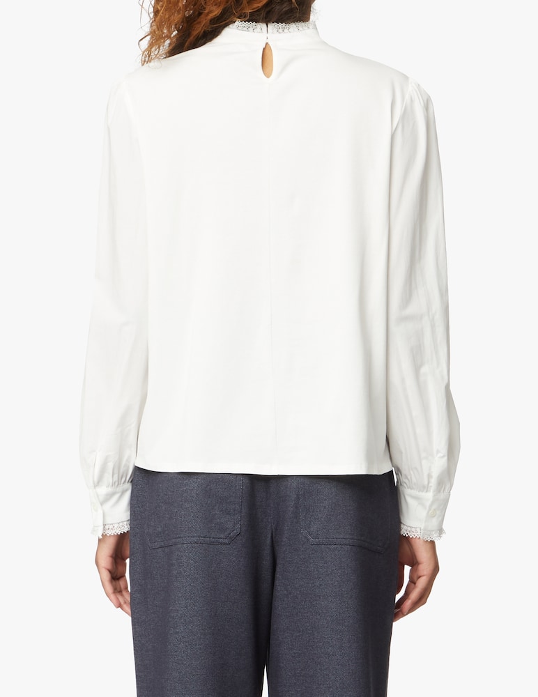 Weekend Max Mara Calca cotton korean neck bouse - white - picture 3 Weekend Max Mara Calca cotton korean neck bouse - white - picture 3