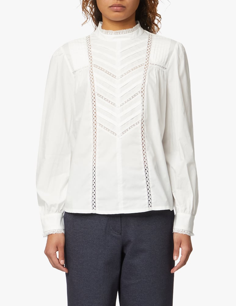 Weekend Max Mara Calca cotton korean neck bouse - white - picture 1 Weekend Max Mara Calca cotton korean neck bouse - white - picture 1