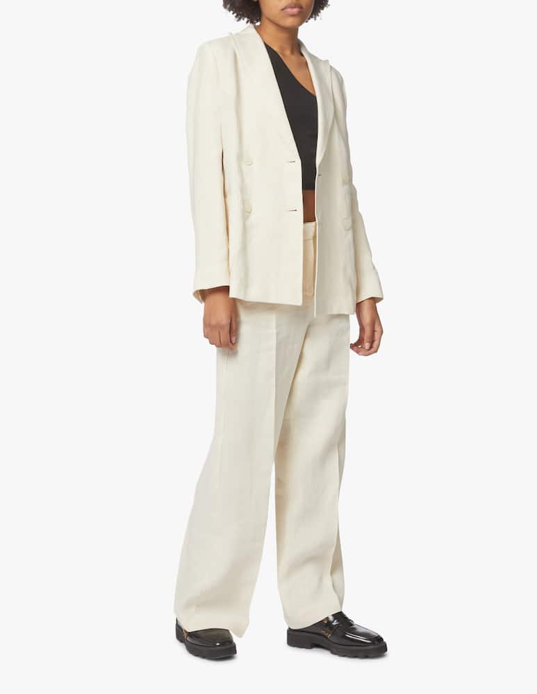 rinascente Weekend Max Mara Fertile linen double-breasted blazer - white