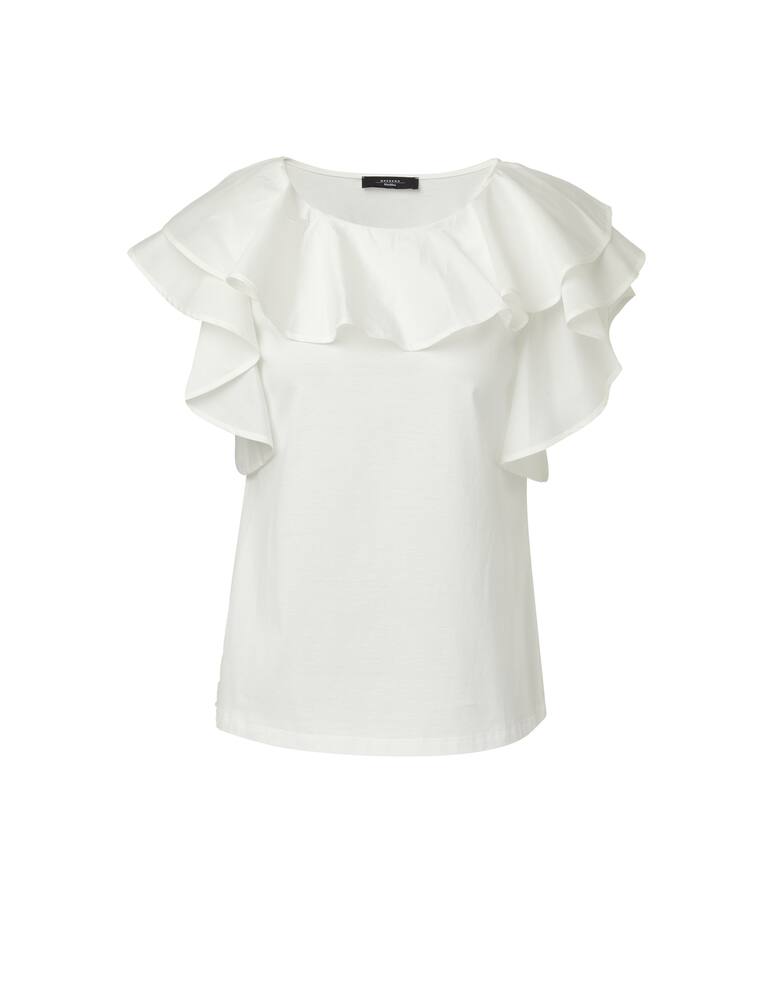 rinascente Weekend Max Mara Blusa in misto cotone e seta con voulant Onde - bianco