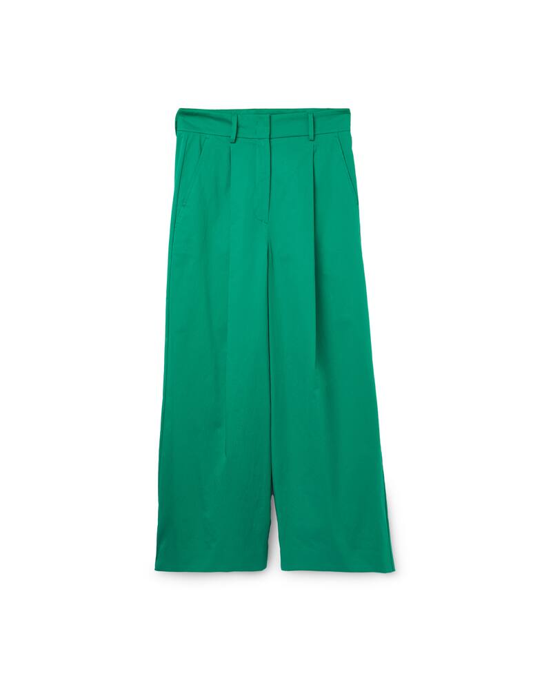 rinascente Weekend Max Mara Pantaloni cropped con pences in cotone Mia - verde