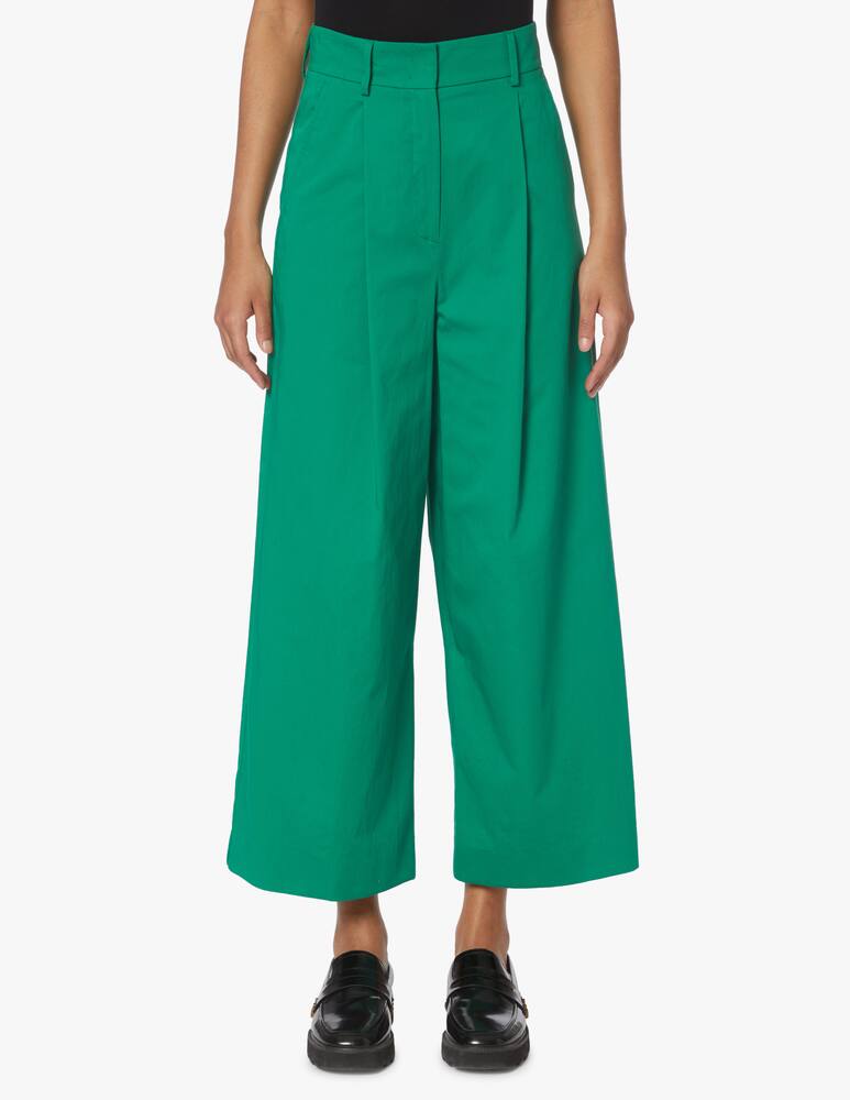 rinascente Weekend Max Mara Pantaloni cropped con pences in cotone Mia - verde