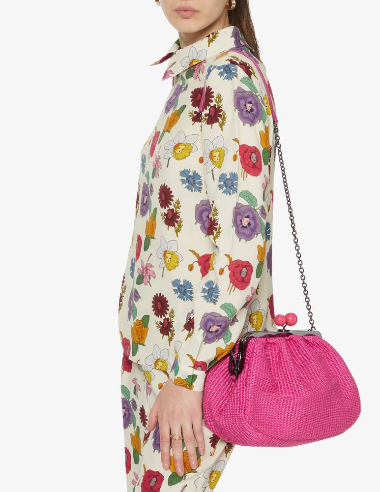 rinascente Weekend Max Mara Pasticcino M Livia raffia hand bag - pink