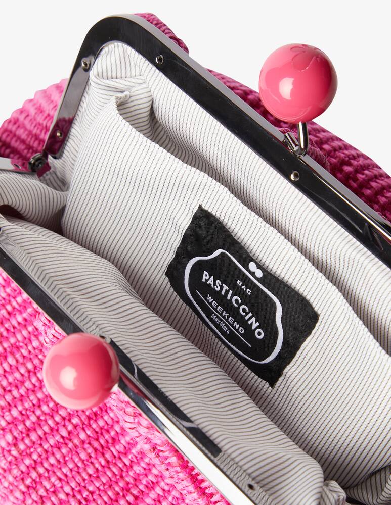 rinascente Weekend Max Mara Pasticcino M Livia raffia hand bag - pink