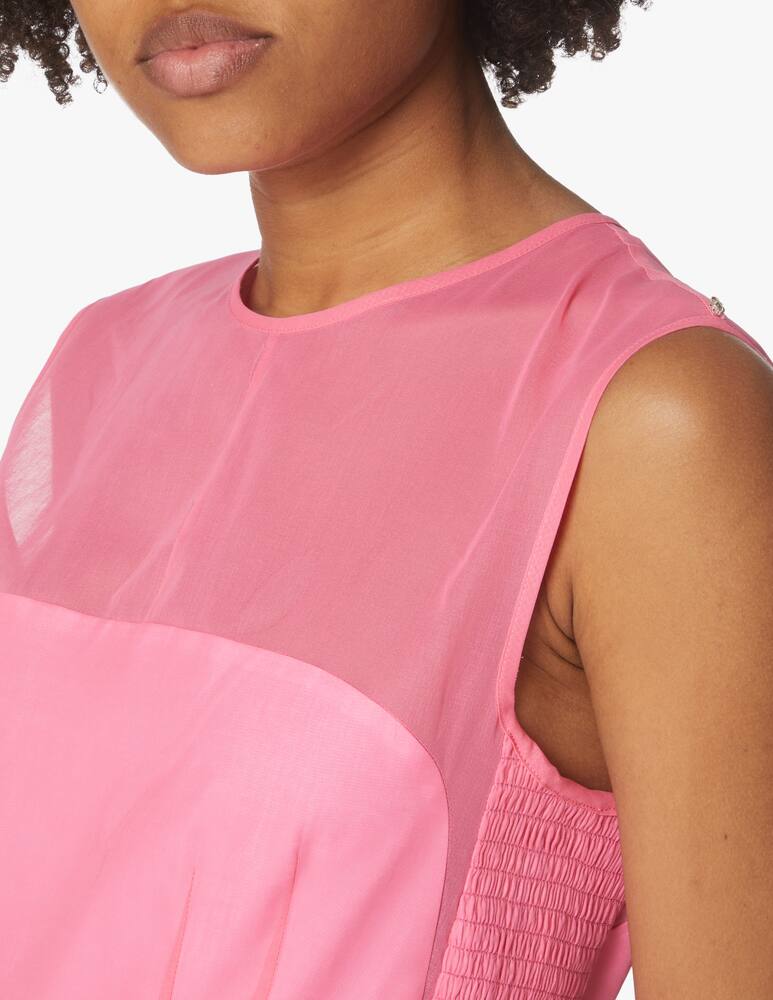 rinascente Sportmax Vestito midi in cotone con voile Fresco - rosa