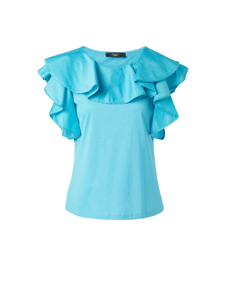 rinascente Weekend Max Mara Blusa in misto cotone e seta con voulant Onde - azzurro