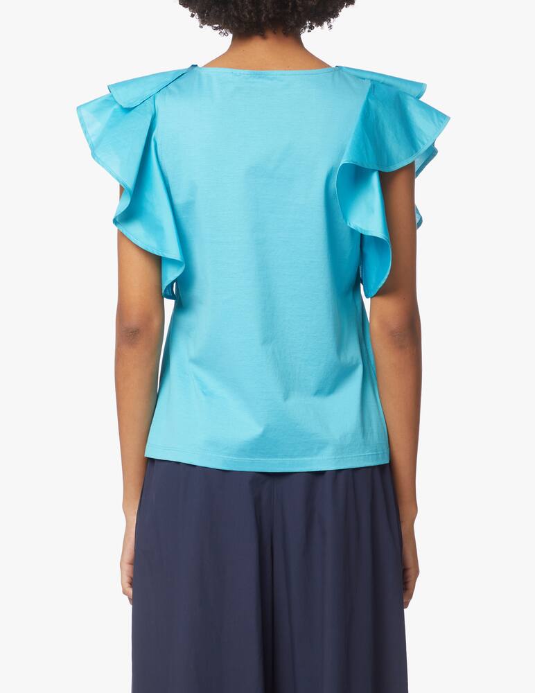 rinascente Weekend Max Mara Blusa in misto cotone e seta con voulant Onde - azzurro