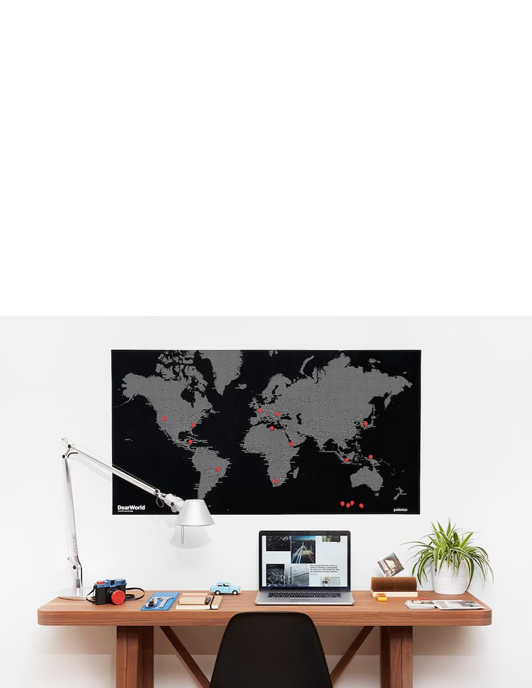 rinascente Palomar Dear World pinnable felt wall map cities - Black