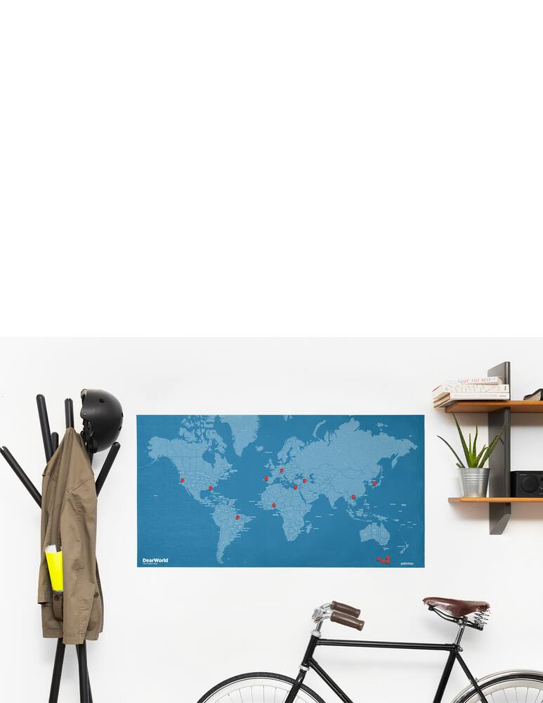 rinascente Palomar Dear World pinnable felt wall map countries - Blue
