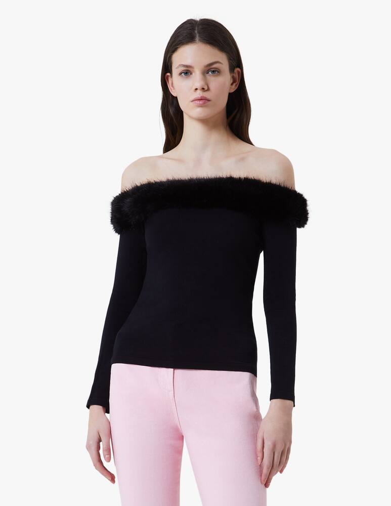 rinascente Blumarine Maglia con collo in eco pelliccia