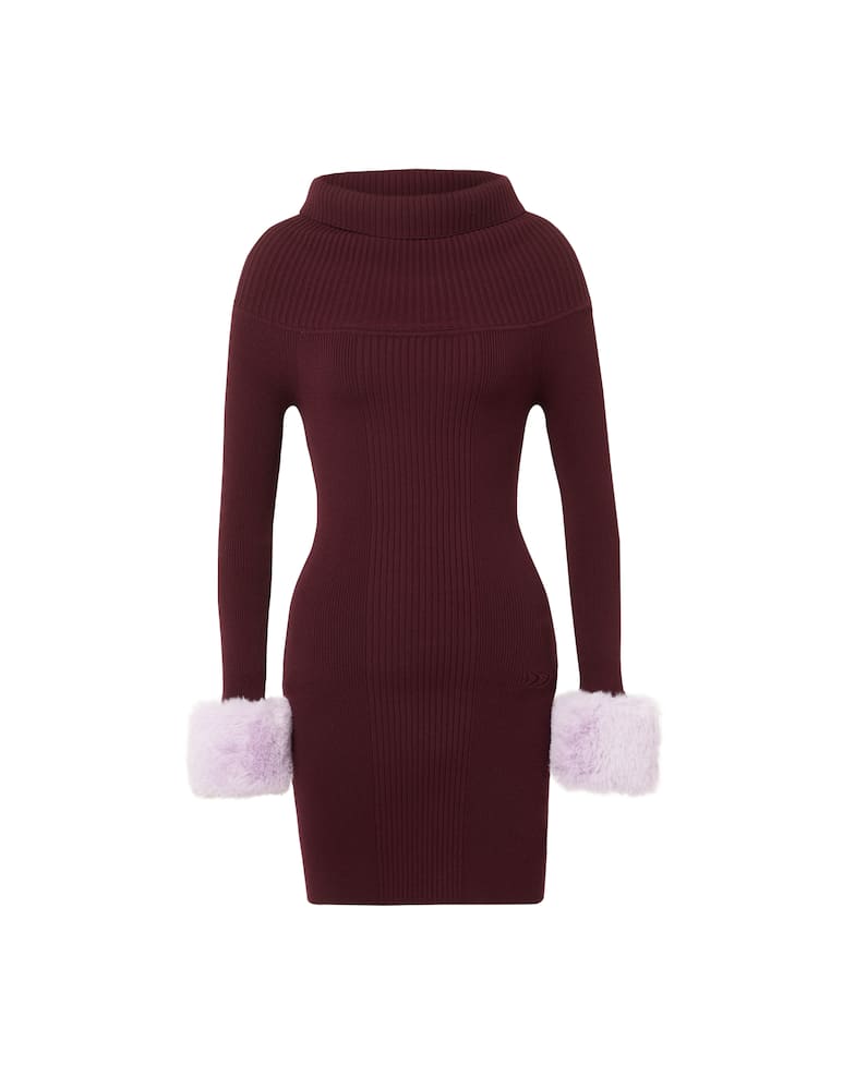 rinascente Blumarine Vestito corto in maglia a costine e pelliccia sintetica