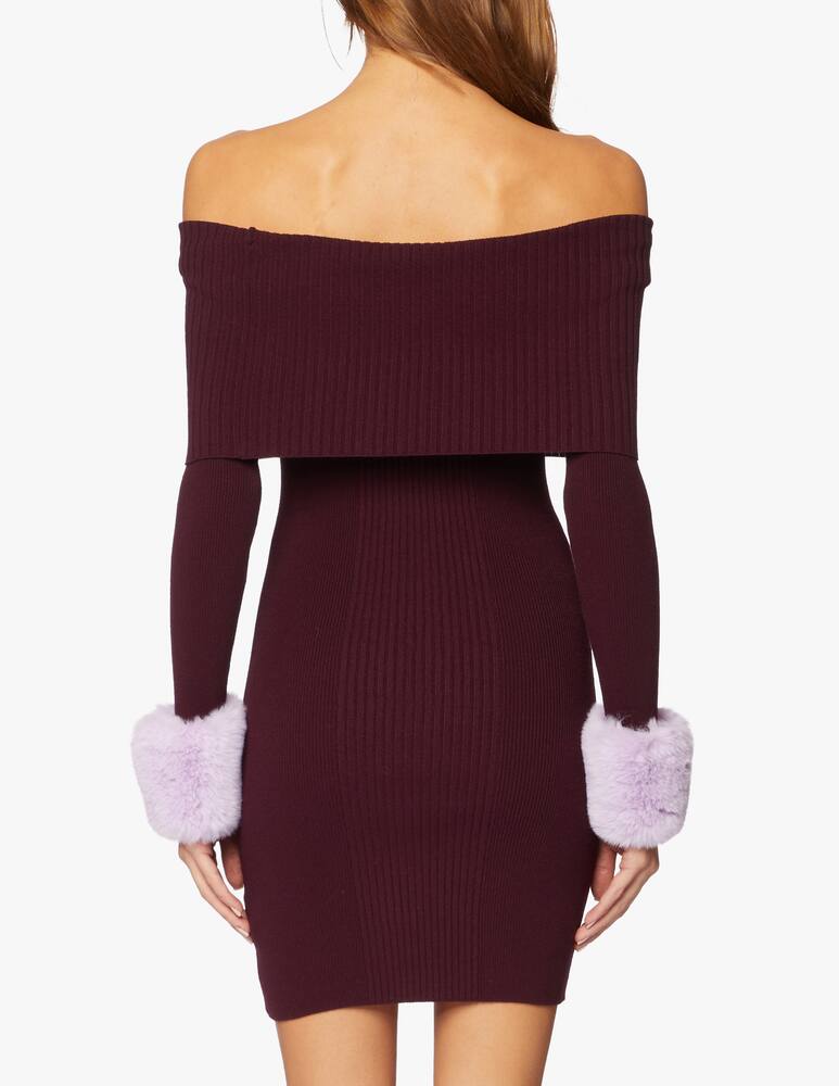 rinascente Blumarine Vestito corto in maglia a costine e pelliccia sintetica