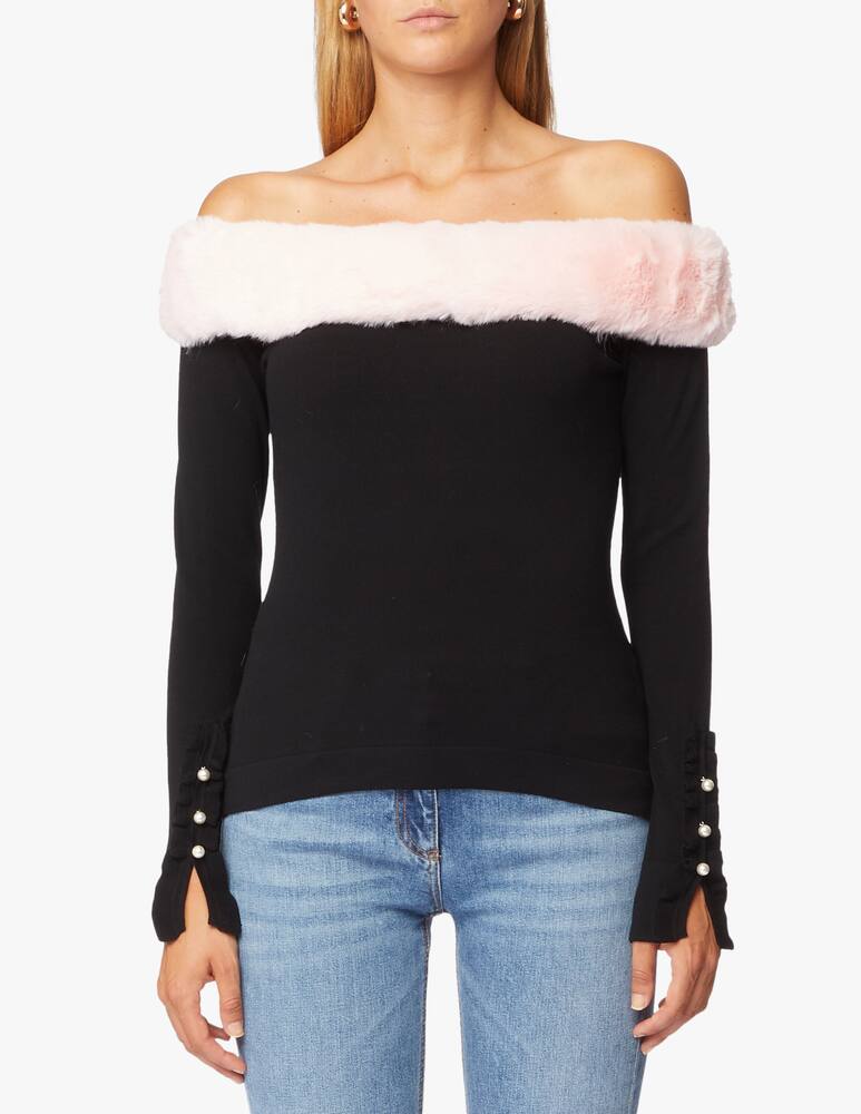 rinascente Blumarine Maglia schiffer con pelliccia sintetica