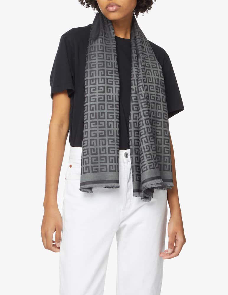 rinascente Givenchy Sciarpa in misto seta monogramma - grigio