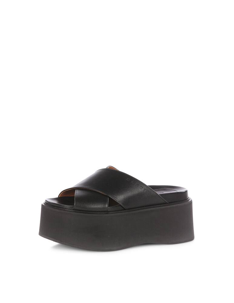 Marni Sandali Criss-Cross con zeppa in pelle - immagine 2