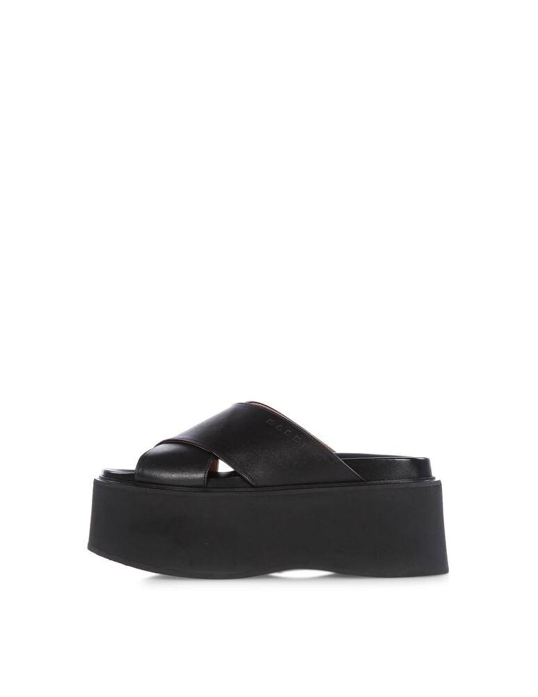 Marni Sandali Criss-Cross con zeppa in pelle - immagine 3