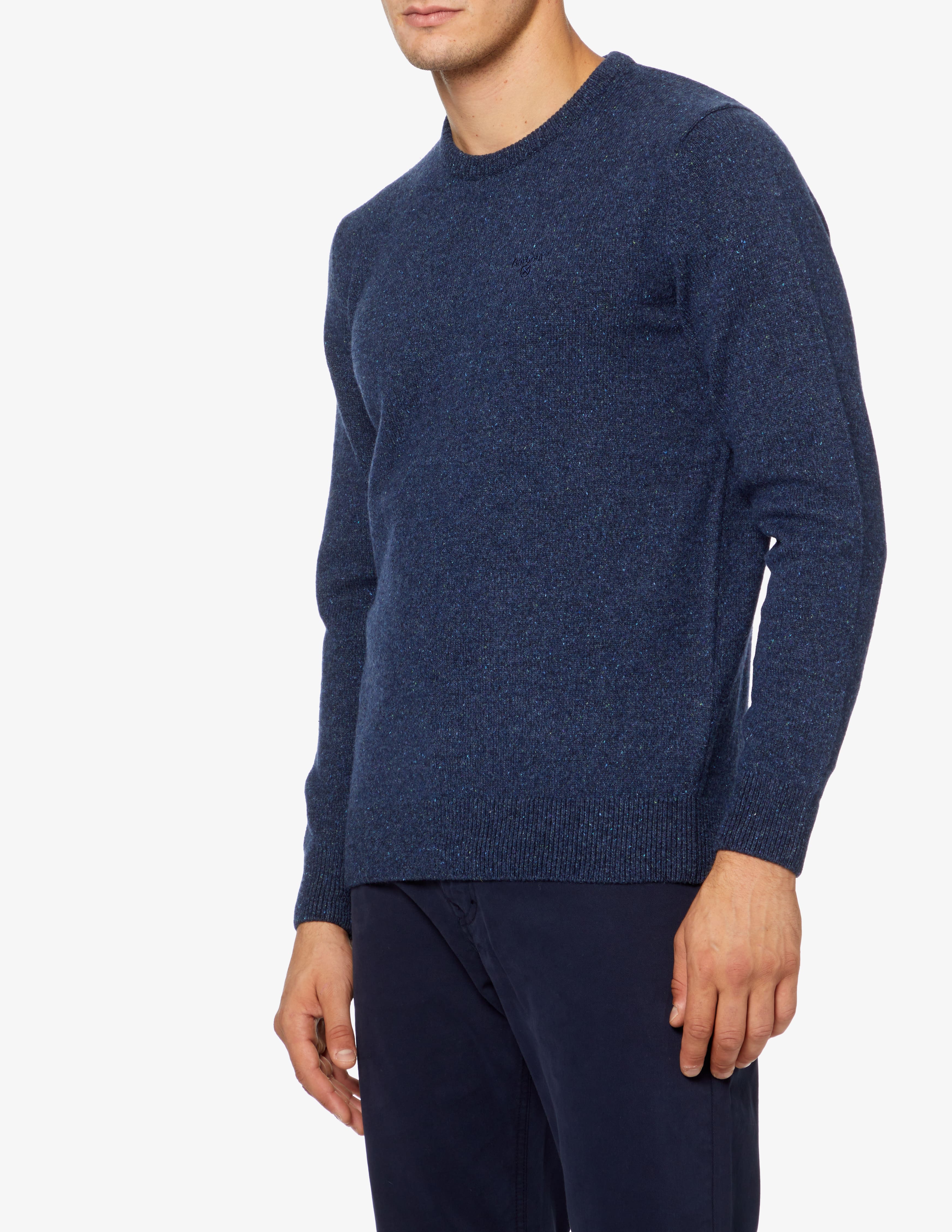 Shop Barbour Donegal crewneck jumper Blue on Rinascente