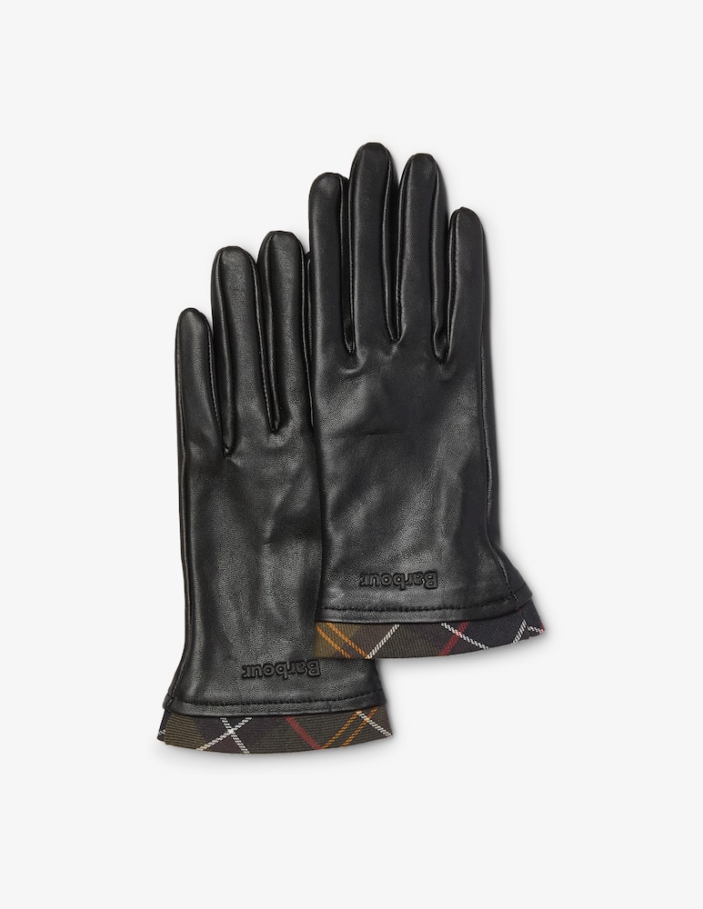 Barbour Guanti in pelle con dettagli tartan - immagine 1