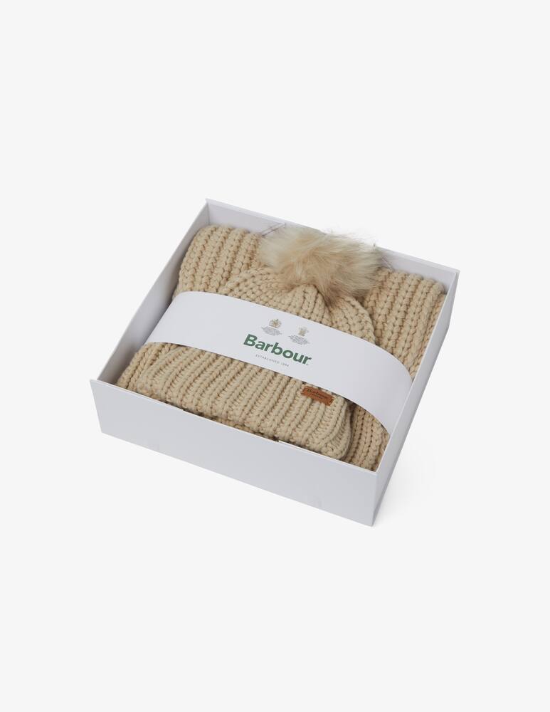 rinascente Barbour Confezione regalo sciarpa berretto pom pom