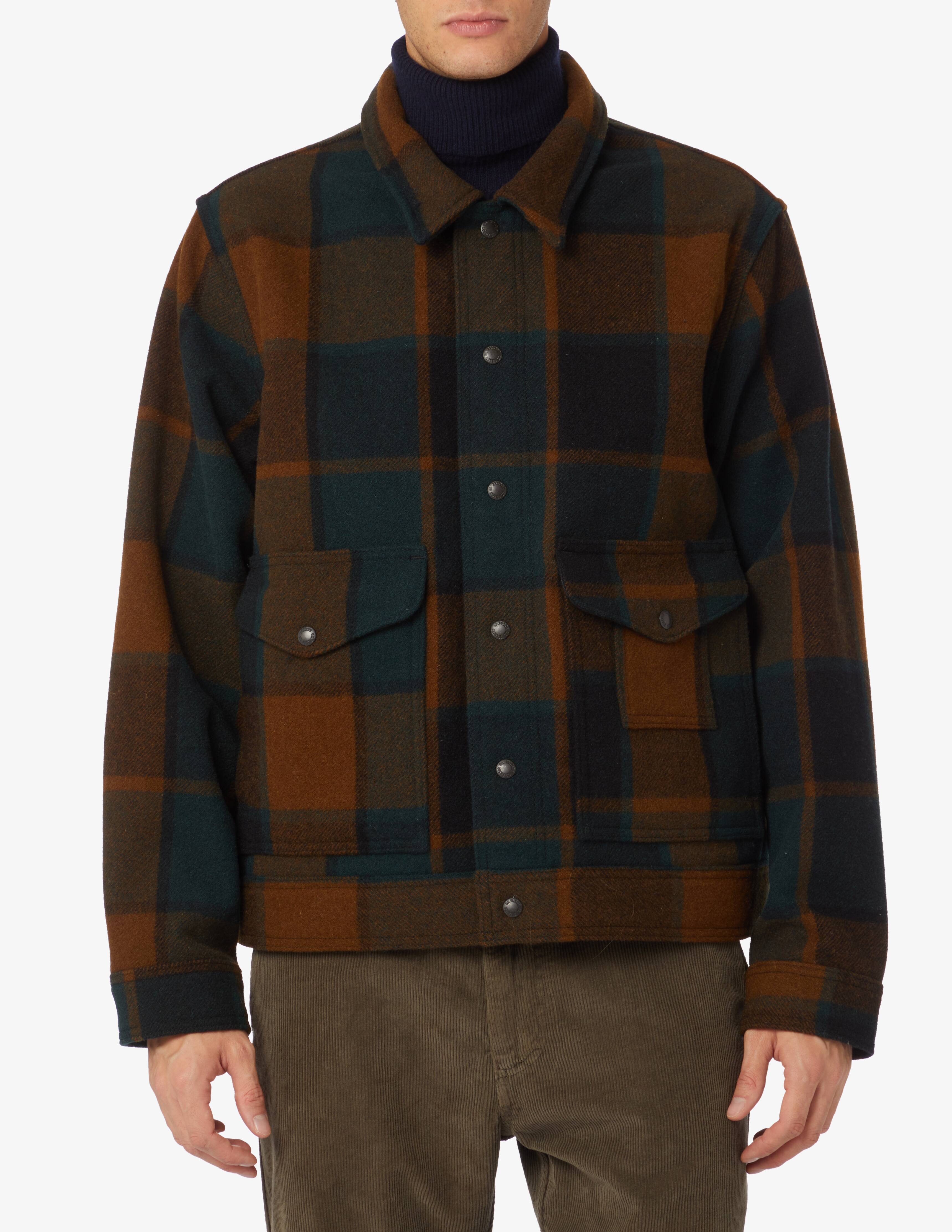 Shop Filson Wool check bomber jacket Multi on Rinascente