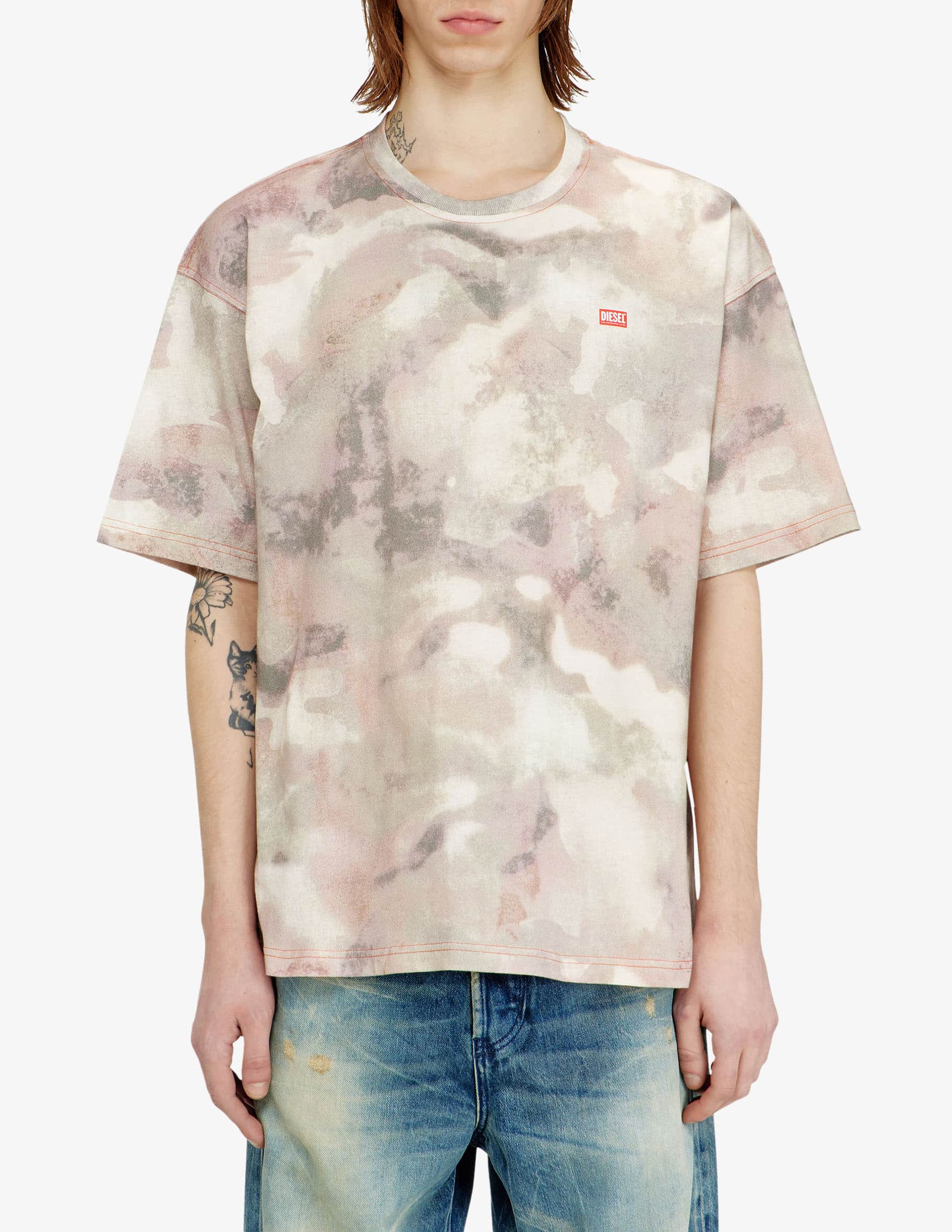Shop Diesel Marble effect t-shirt on Rinascente