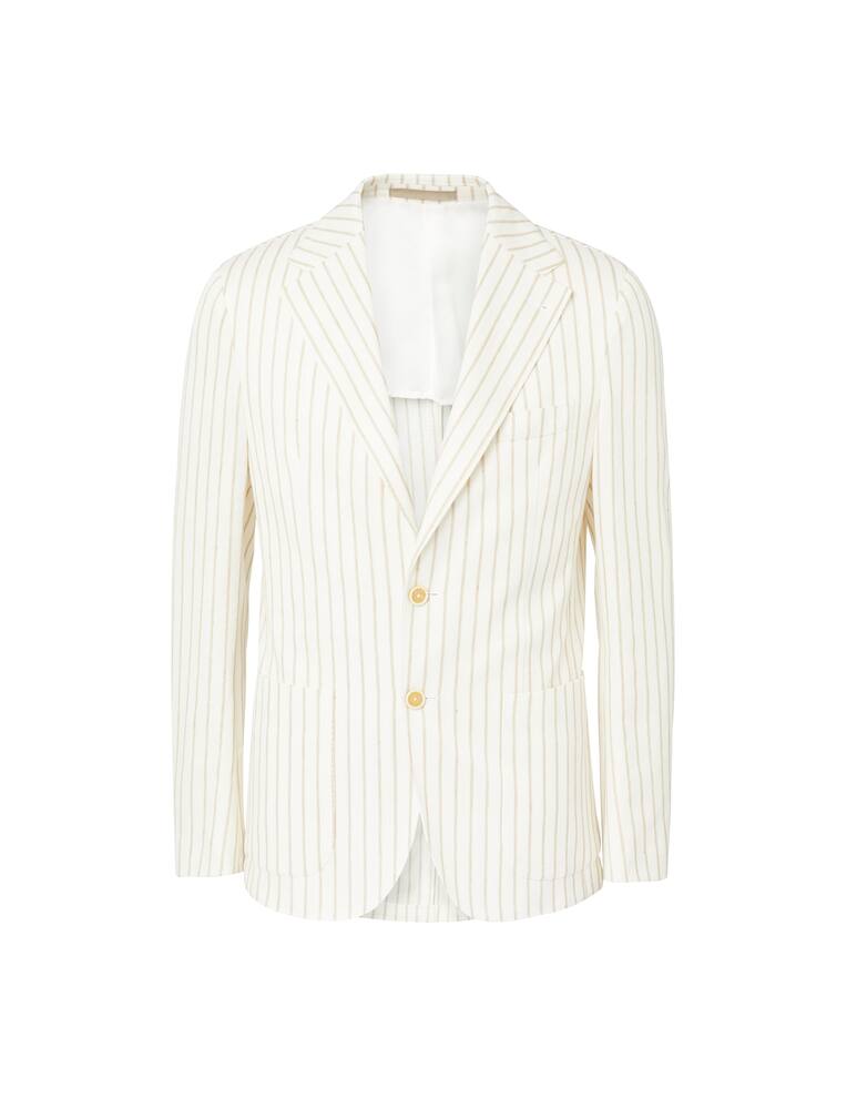 rinascente Eleventy Giacca blazer cotone lino a righe - beige