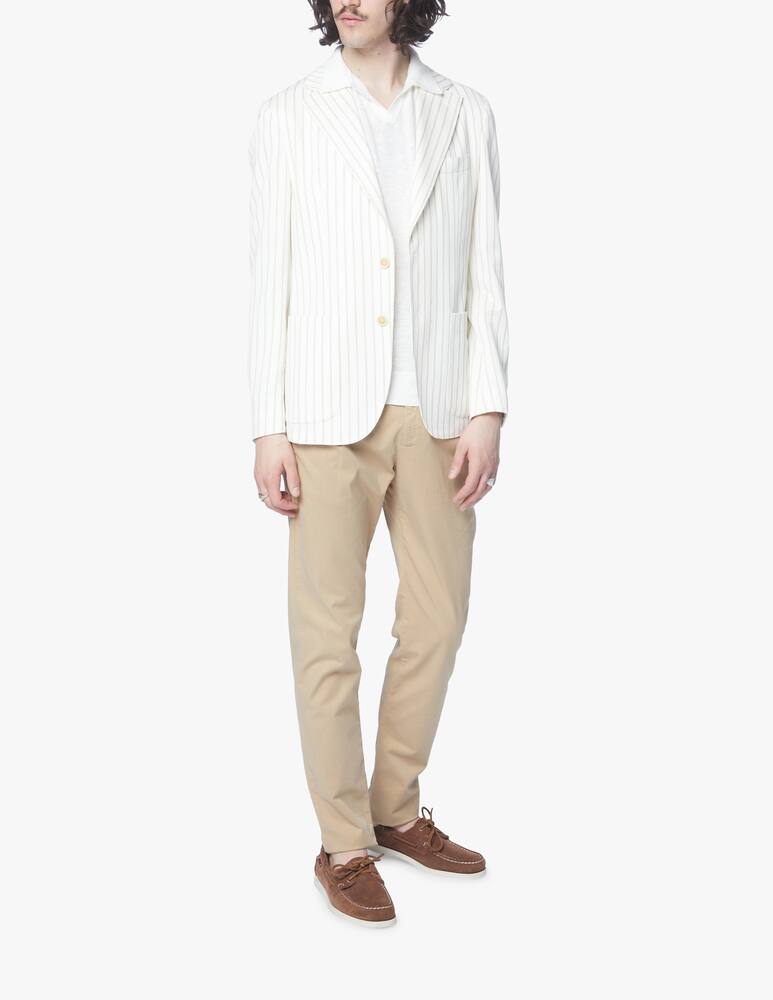 rinascente Eleventy Giacca blazer cotone lino a righe - beige
