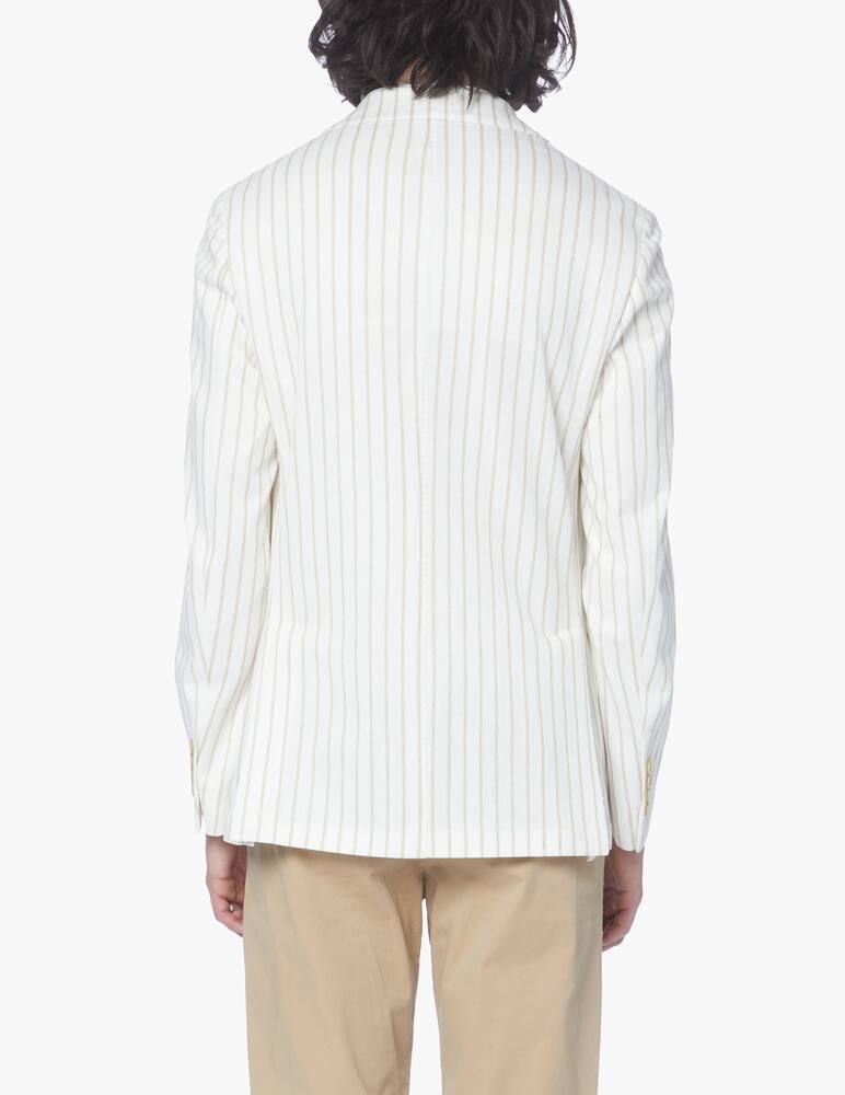 rinascente Eleventy Giacca blazer cotone lino a righe - beige