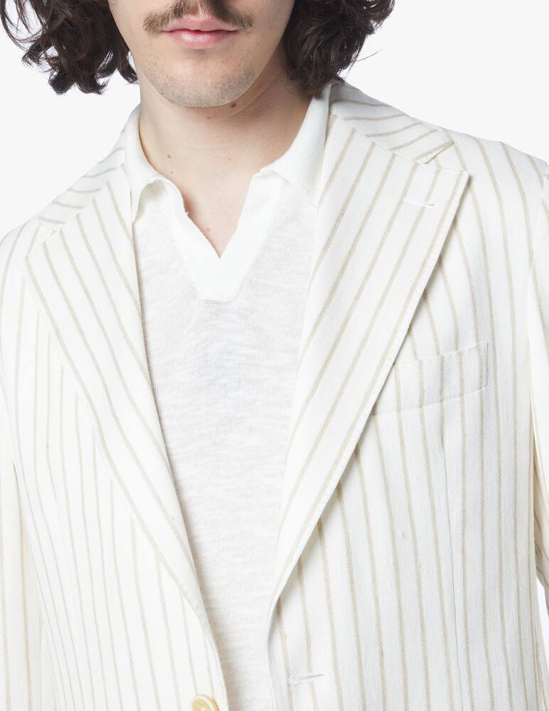 rinascente Eleventy Giacca blazer cotone lino a righe - beige